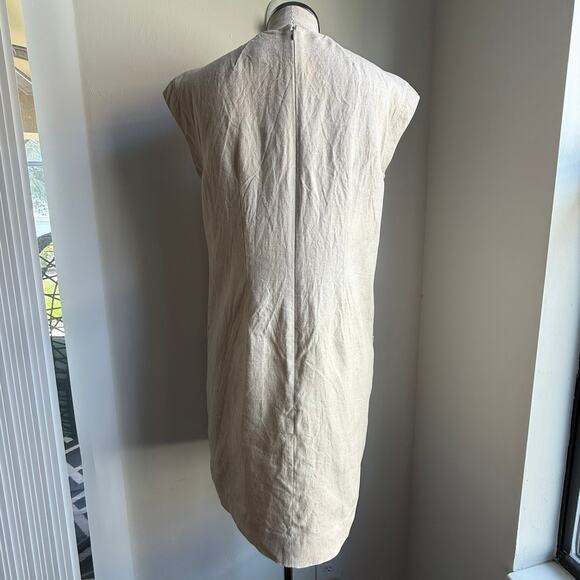 J.Crew Metallic Linen Shift Dress Size 4 Gold Sleeveless Mini - Picture 4 of 8